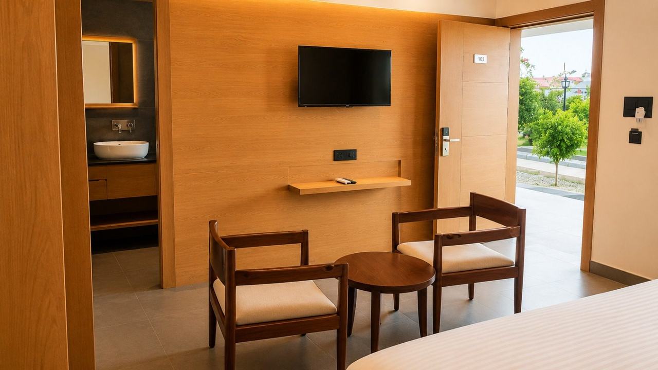 Vanam Hotel & Resorts luxury room TV wall
